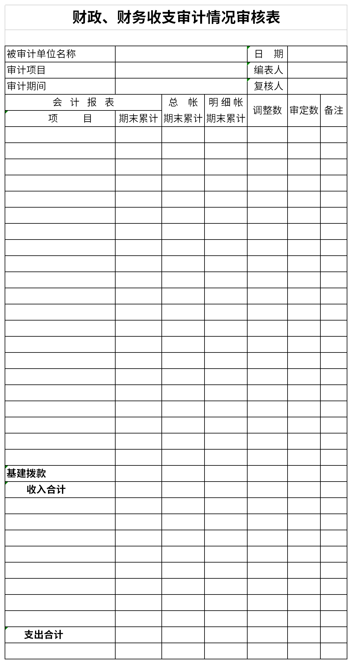 财政、财务收支审计情况审核表截图