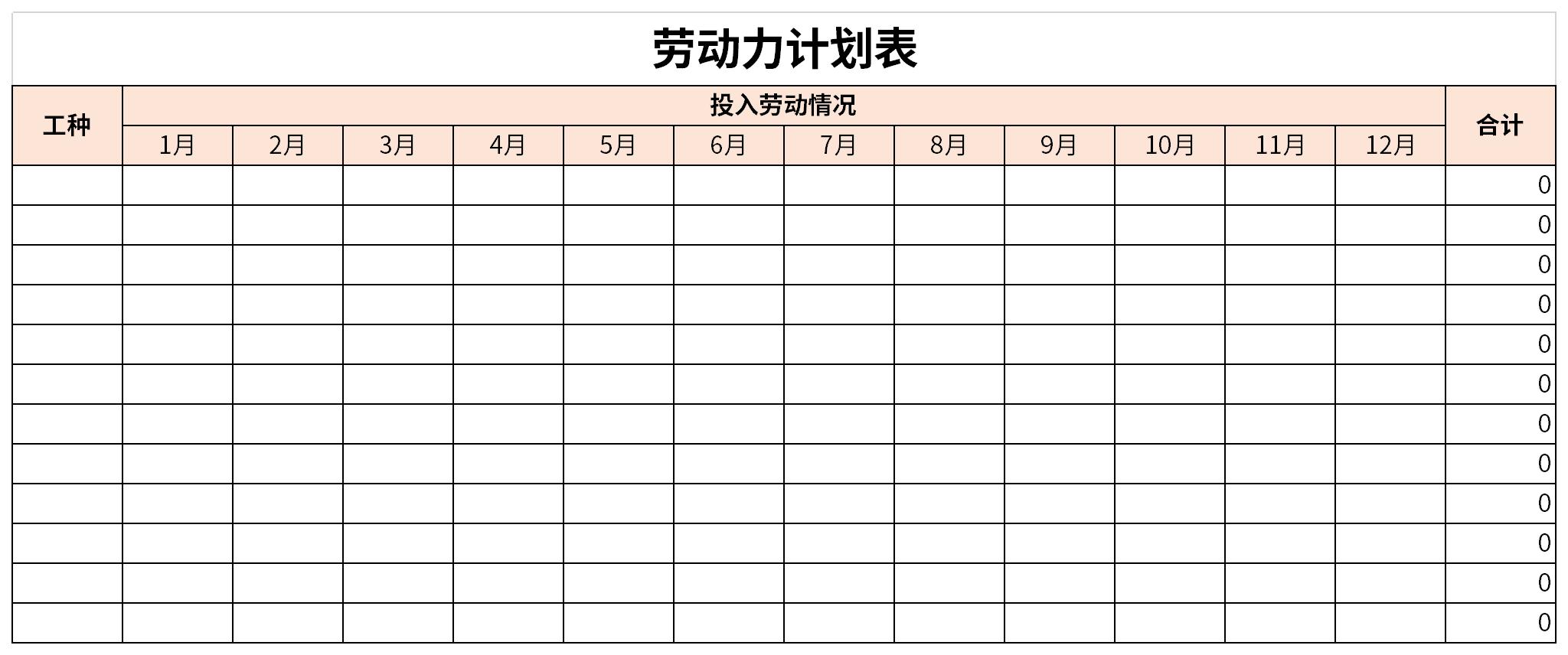 劳动力计划表截图