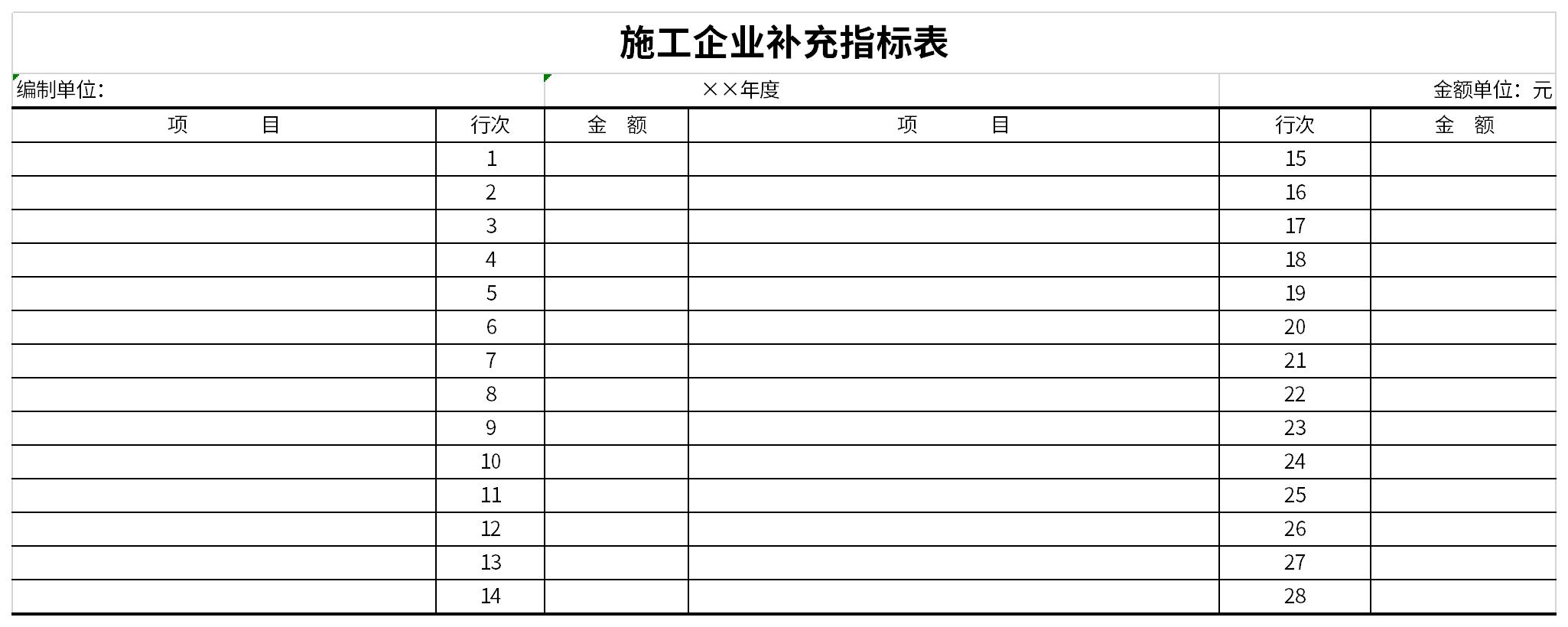 施工企业补充指标表截图