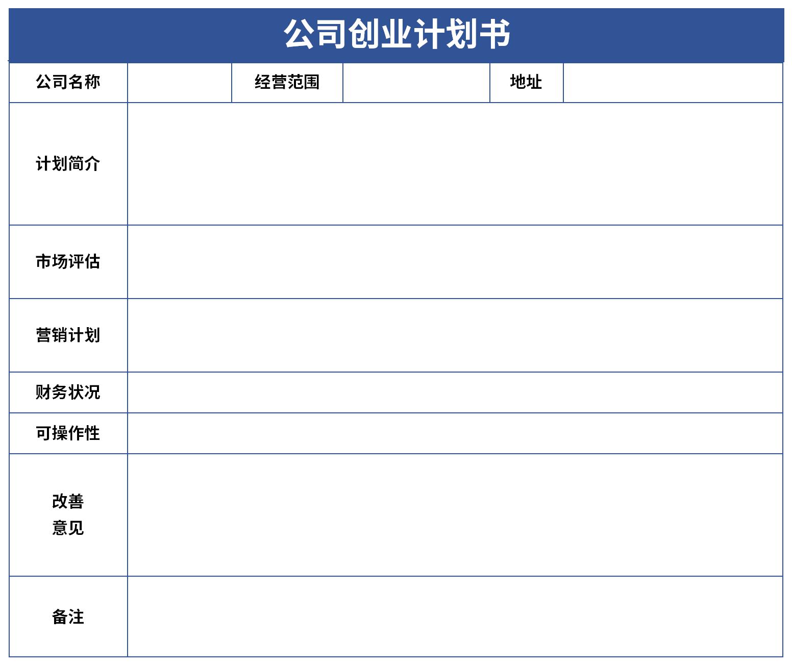 公司创业计划书截图