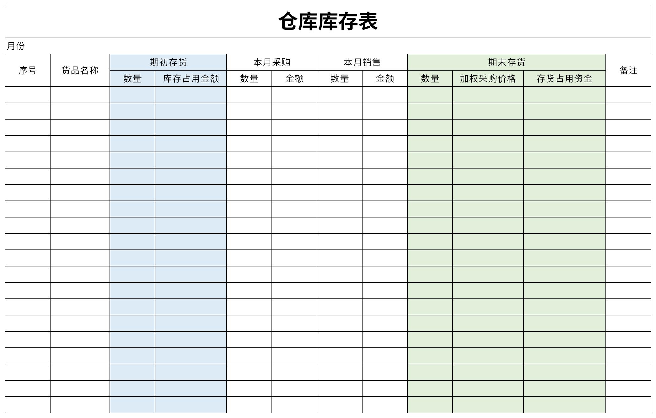 仓库库存表截图