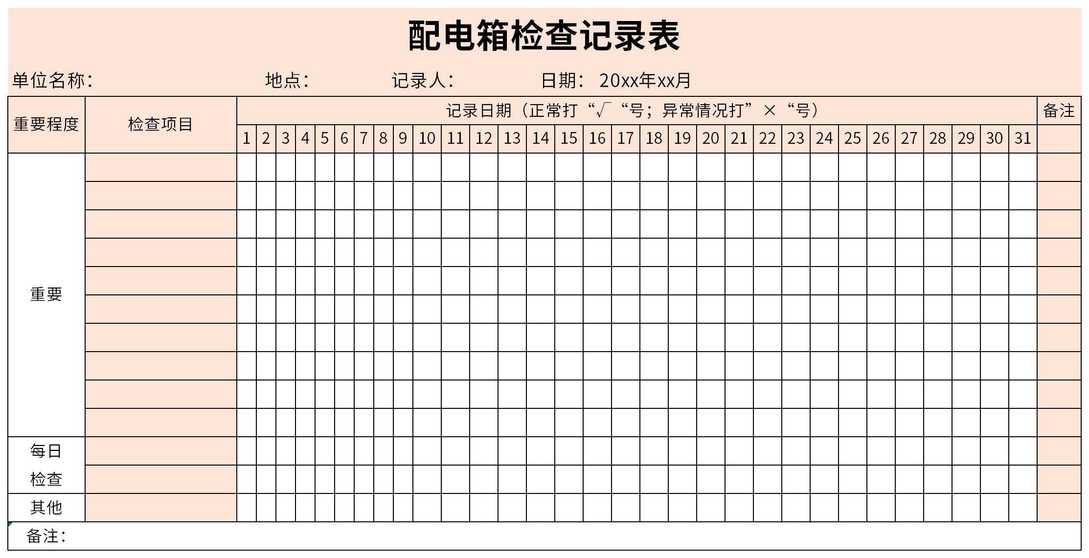 配电箱检查记录表截图