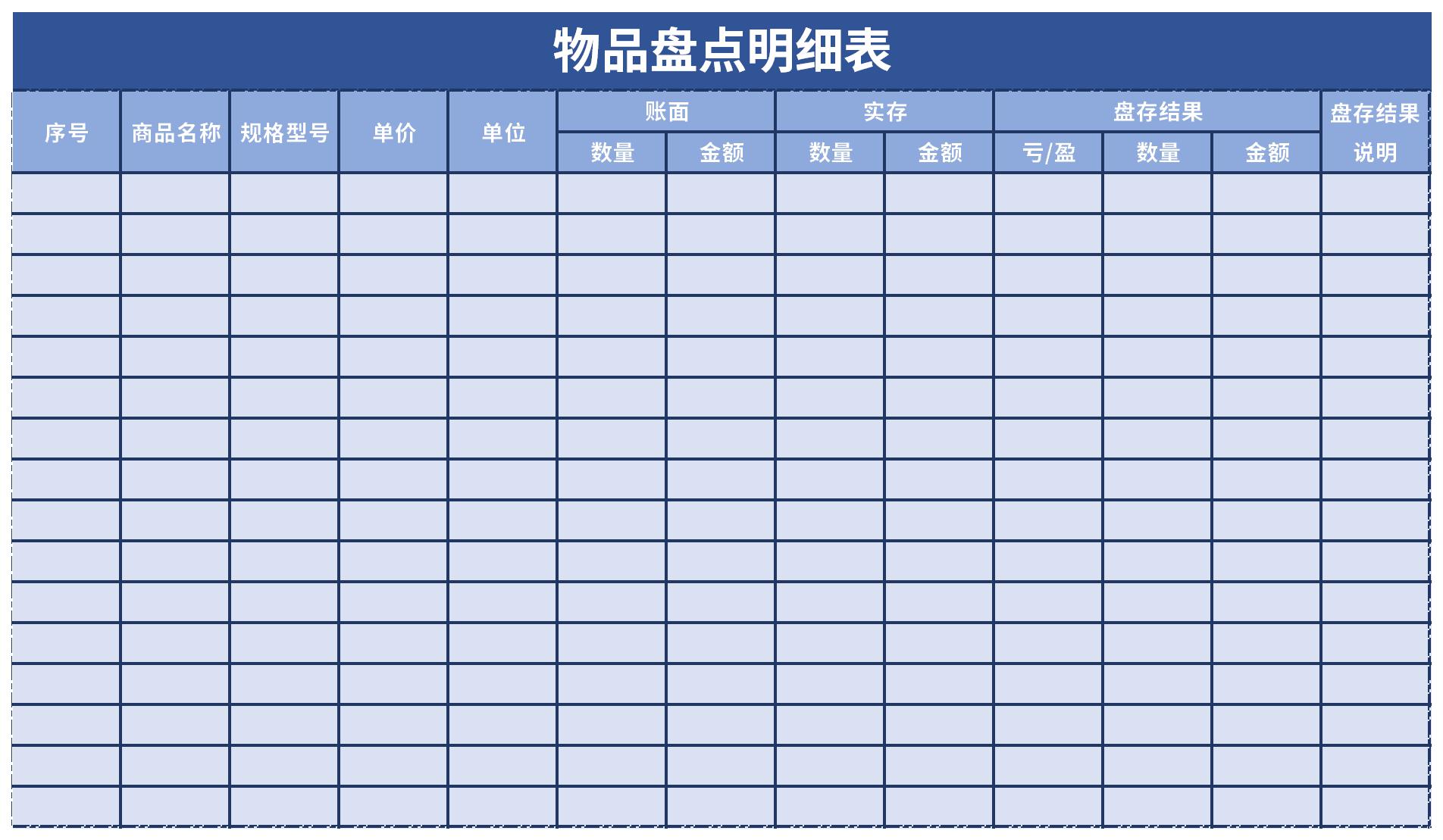 物品盘点明细表截图