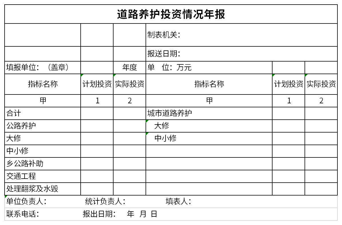 道路养护投资情况年报截图