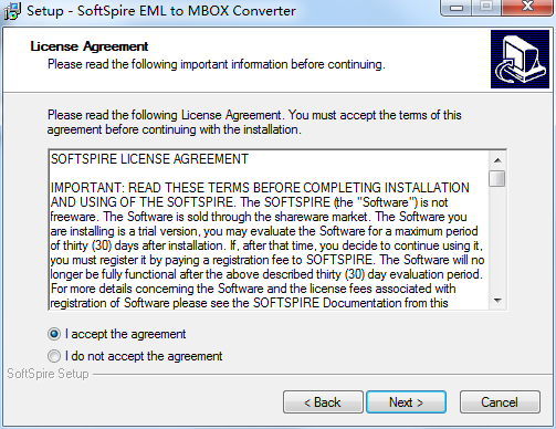 SoftSpire EML to MBOX Converter截图