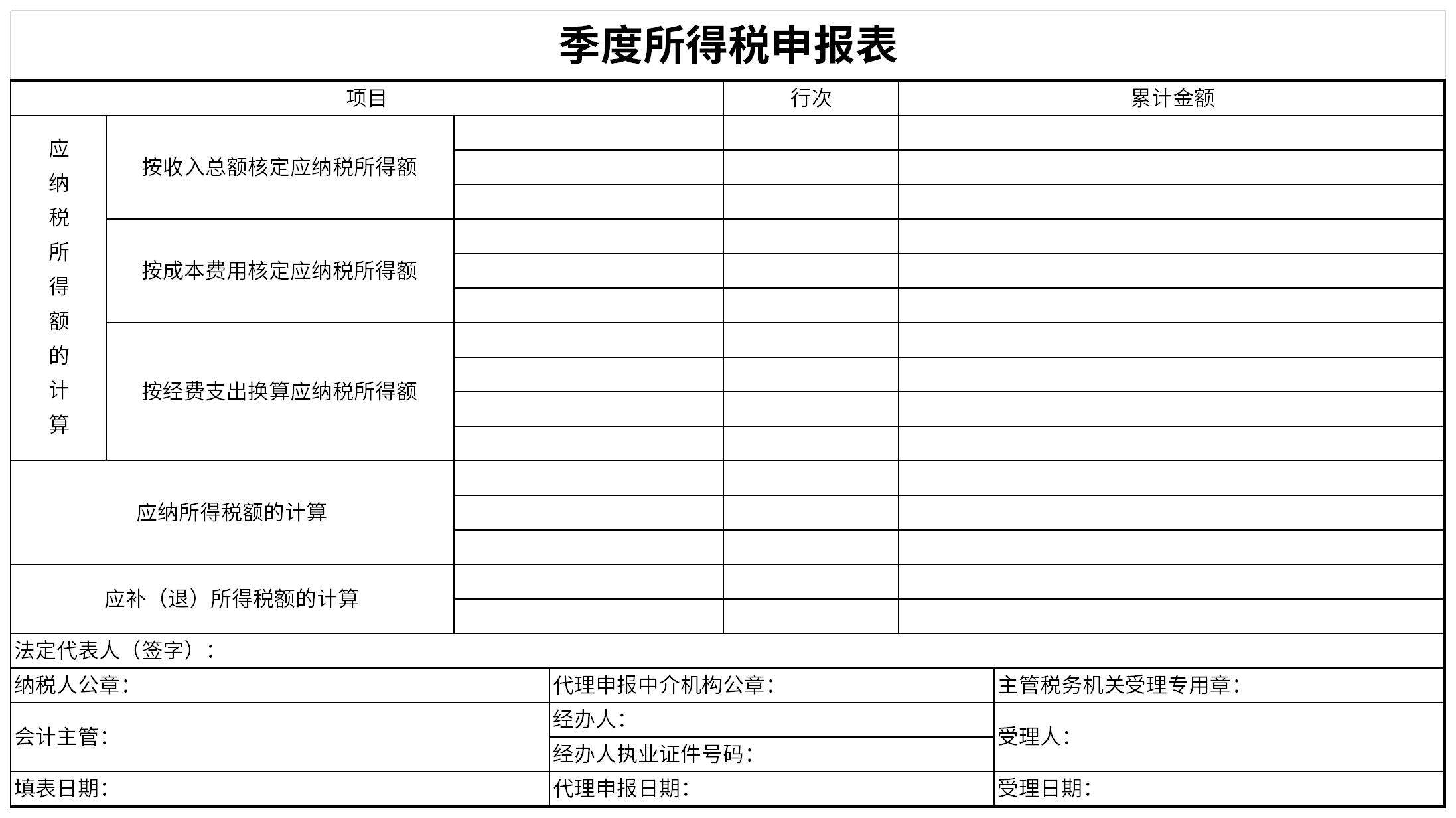 季度所得税申报表截图