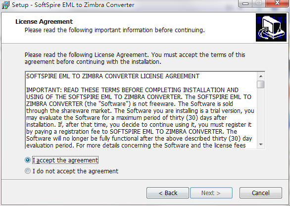 SoftSpire EML to Zimbra Converter截图