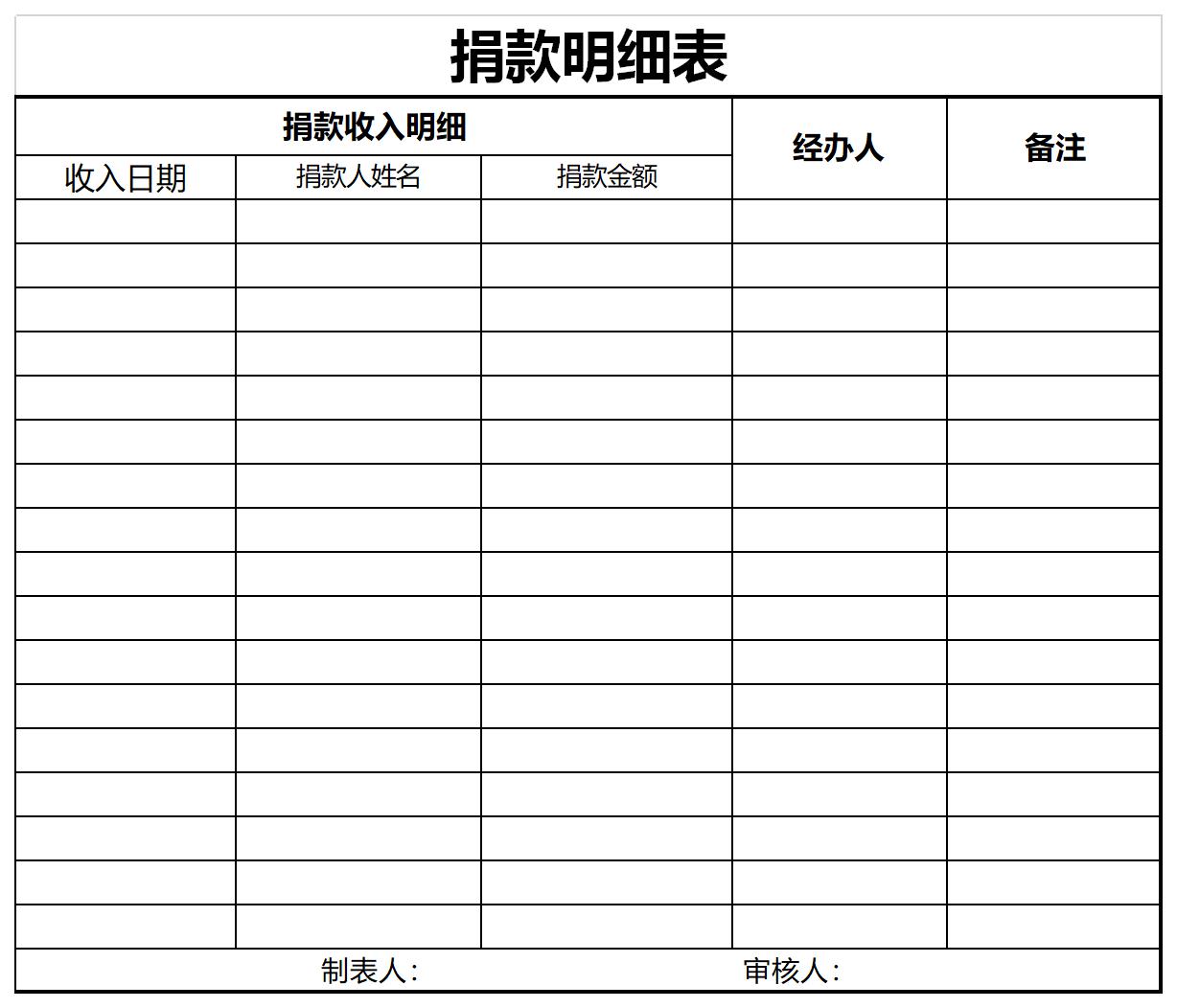 捐款明细表截图