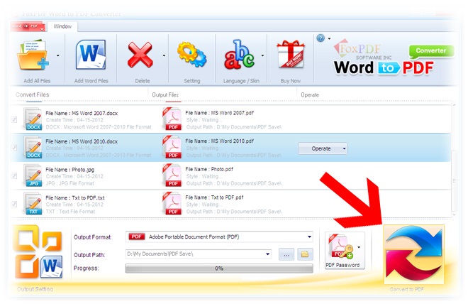 FoxPDF Word to PDF Converter截图