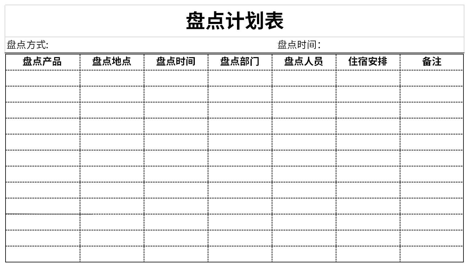 盘点计划表截图