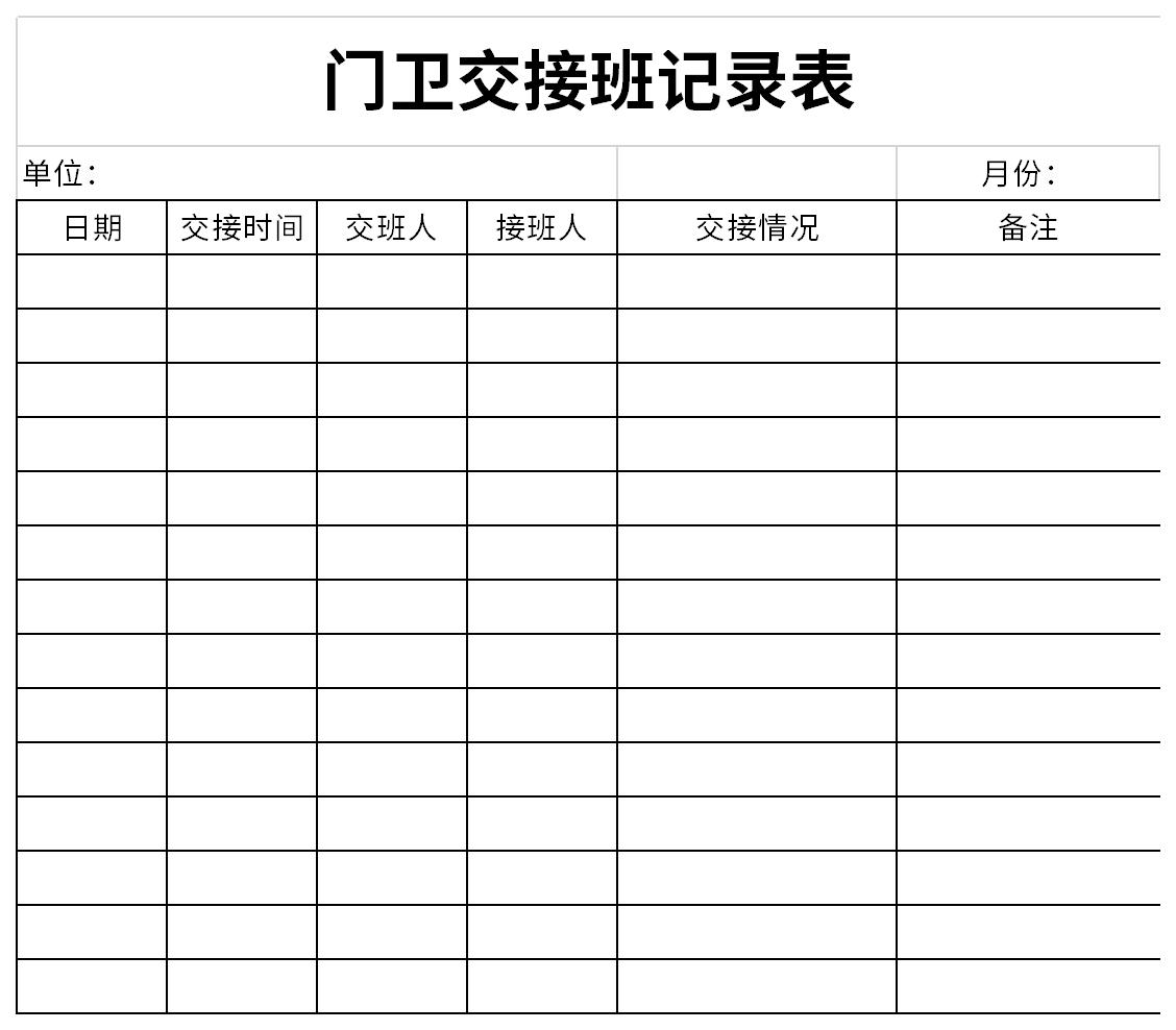 门卫交接班记录表截图