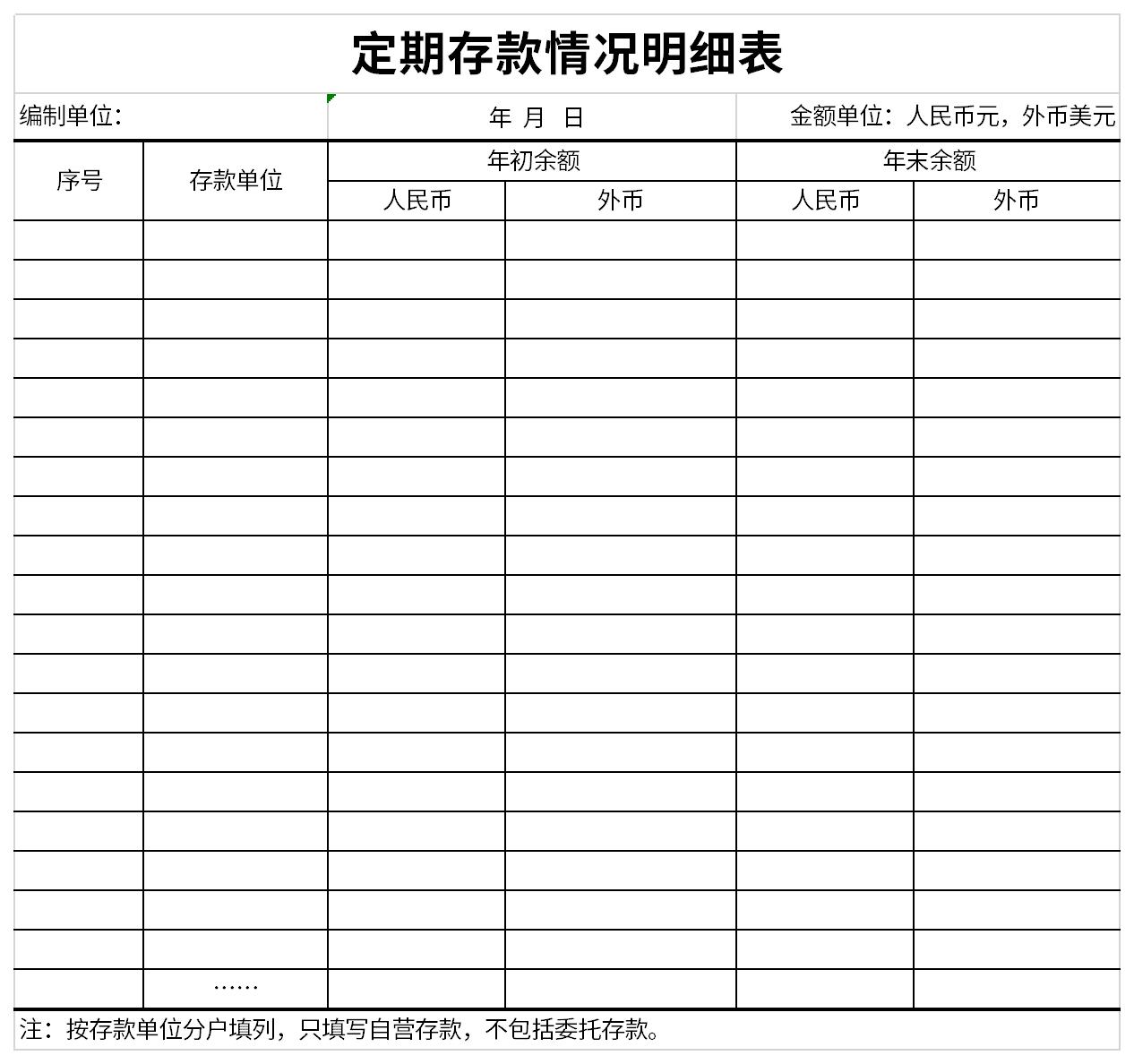 定期存款情况明细表截图