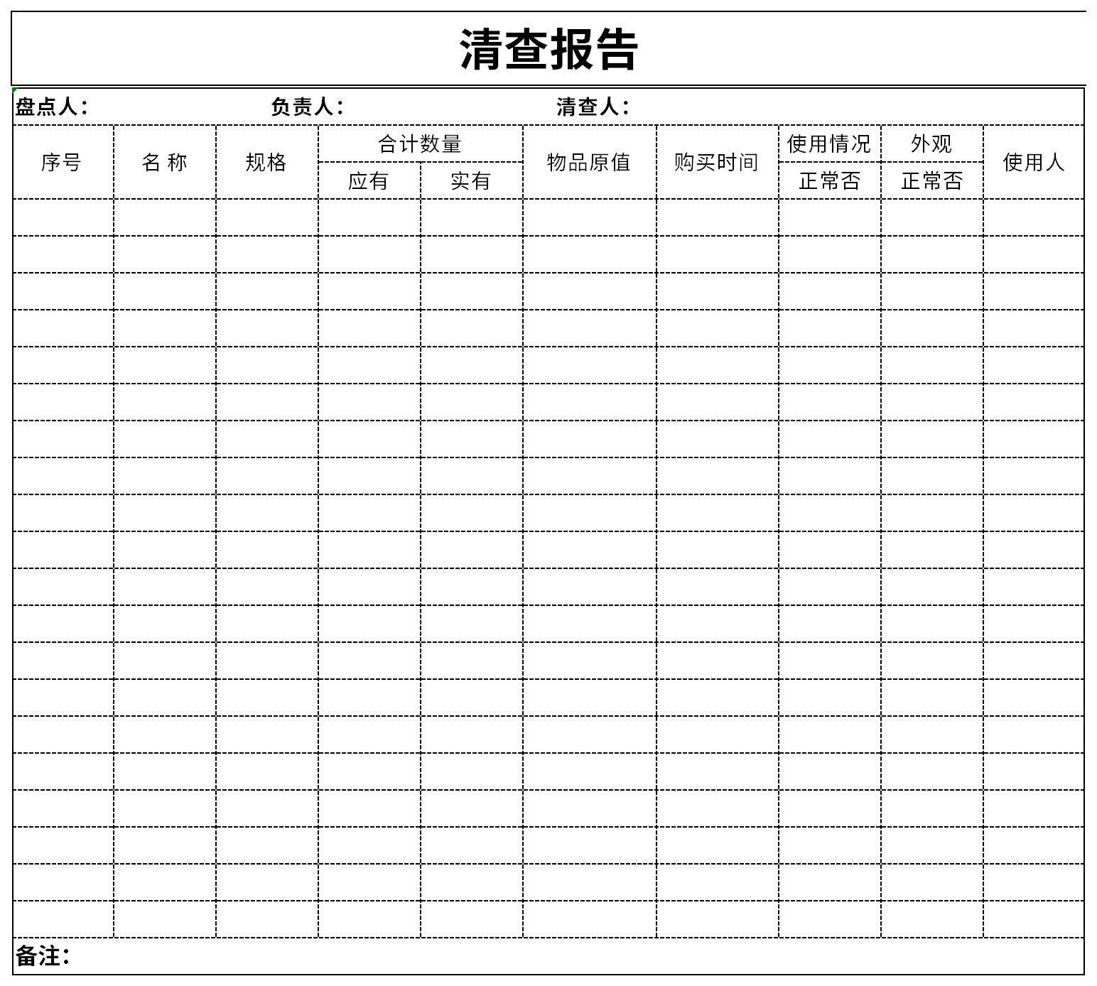 清查报告截图