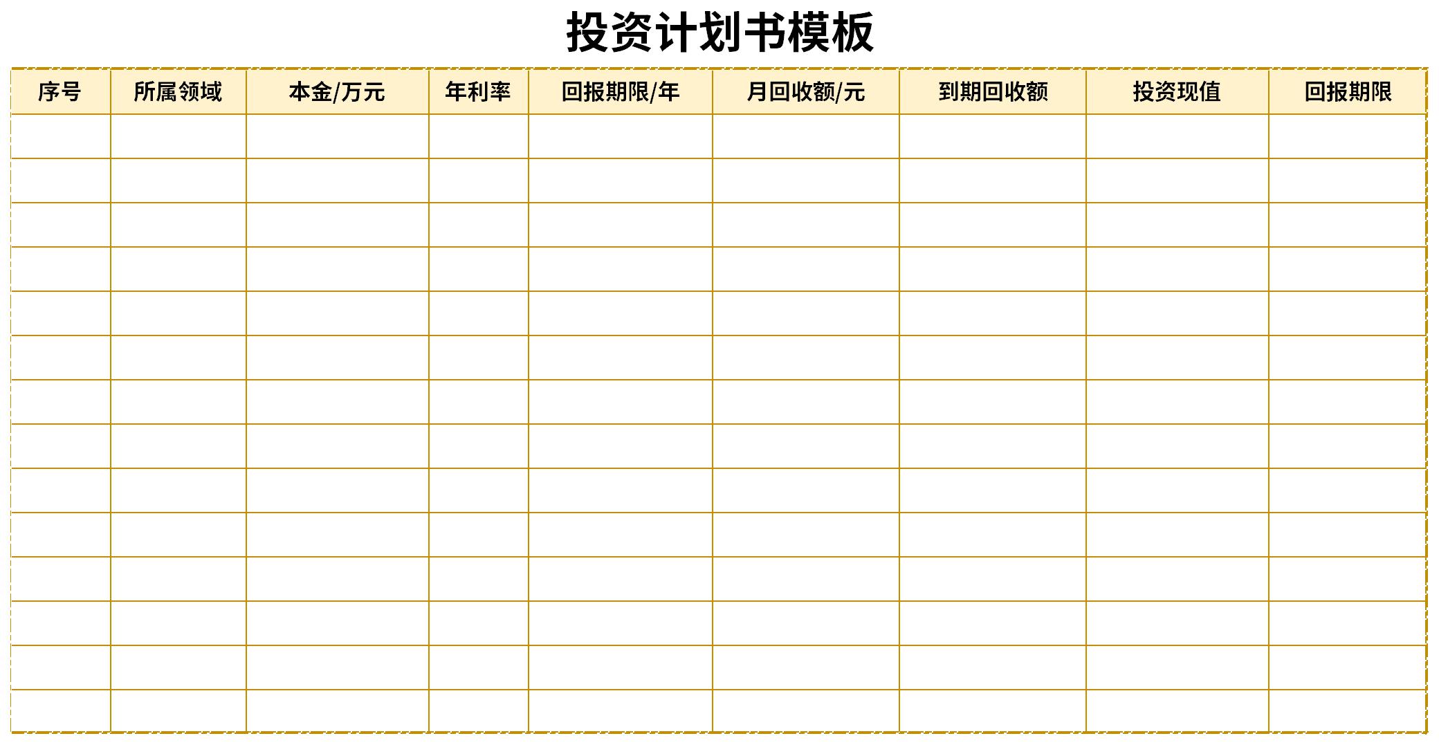 投资计划书模板截图