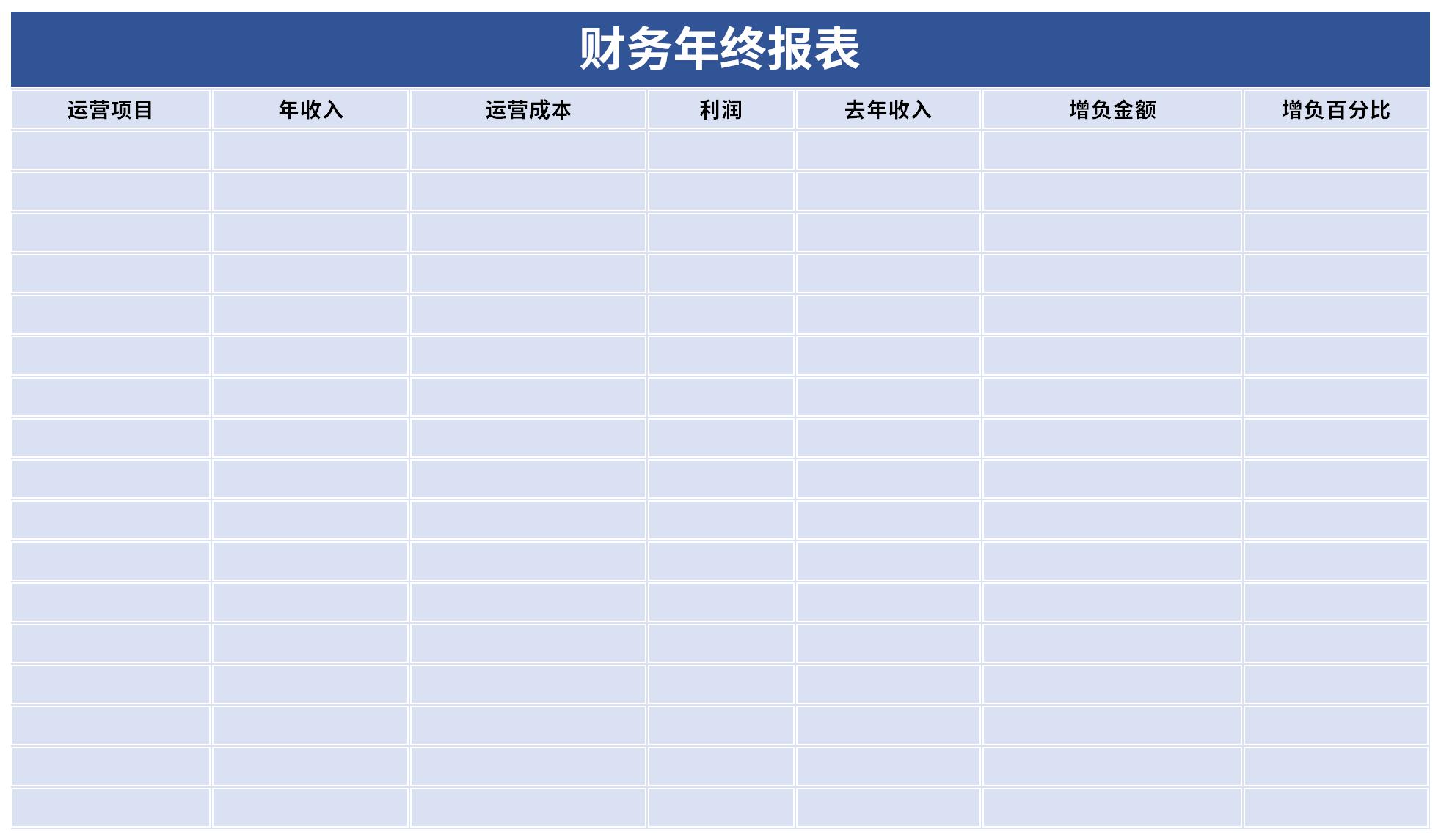 年终财务报表模板截图