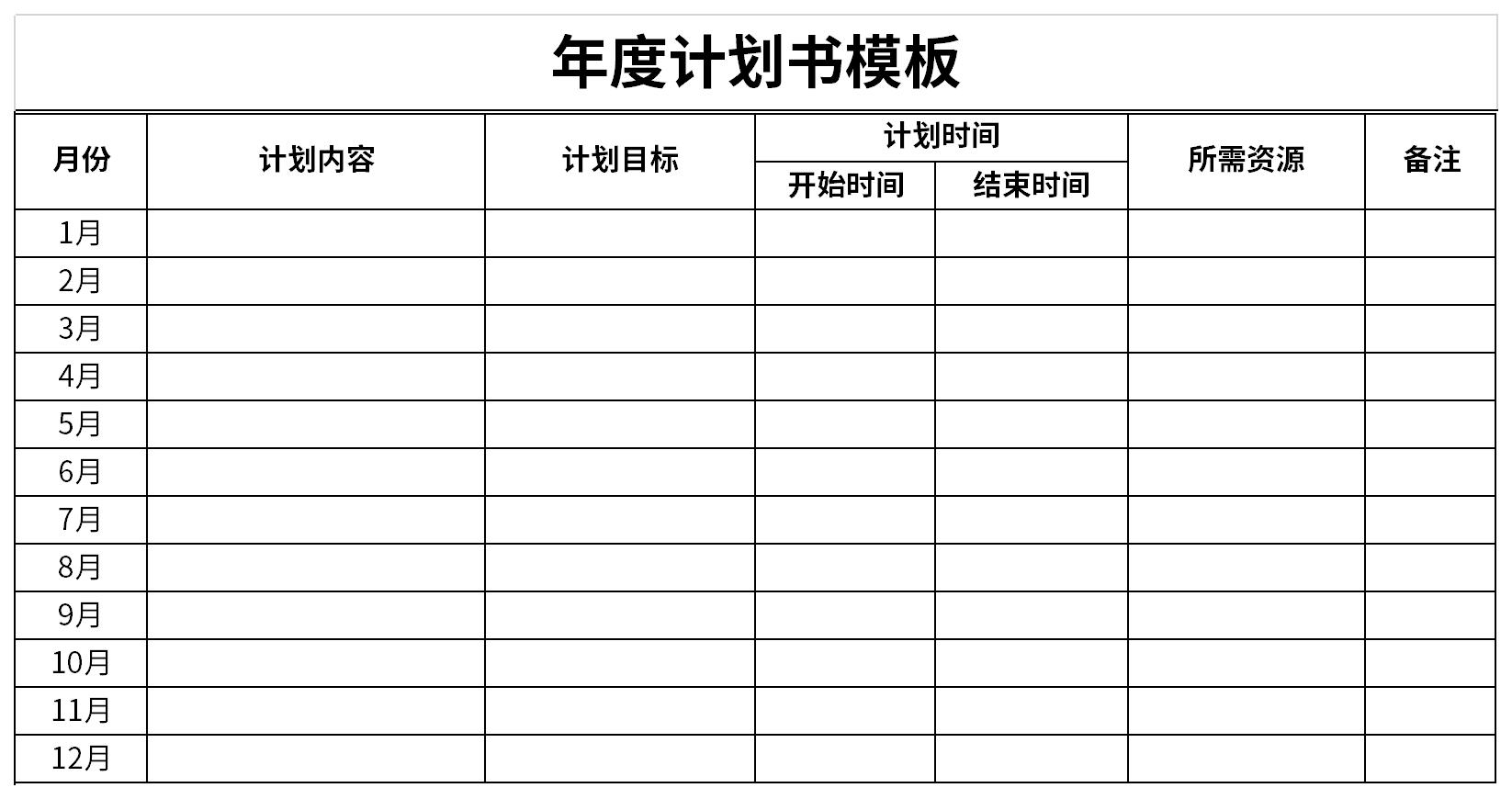 年度计划书模板截图