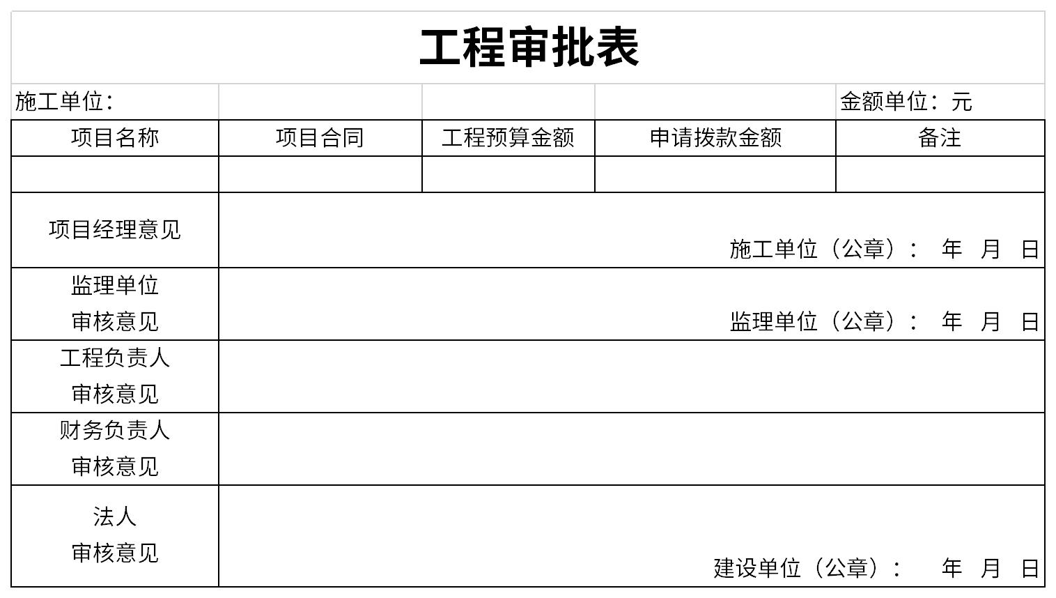 工程款支付审批表截图