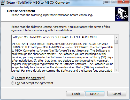 SoftSpire MSG to MBOX Converter截图