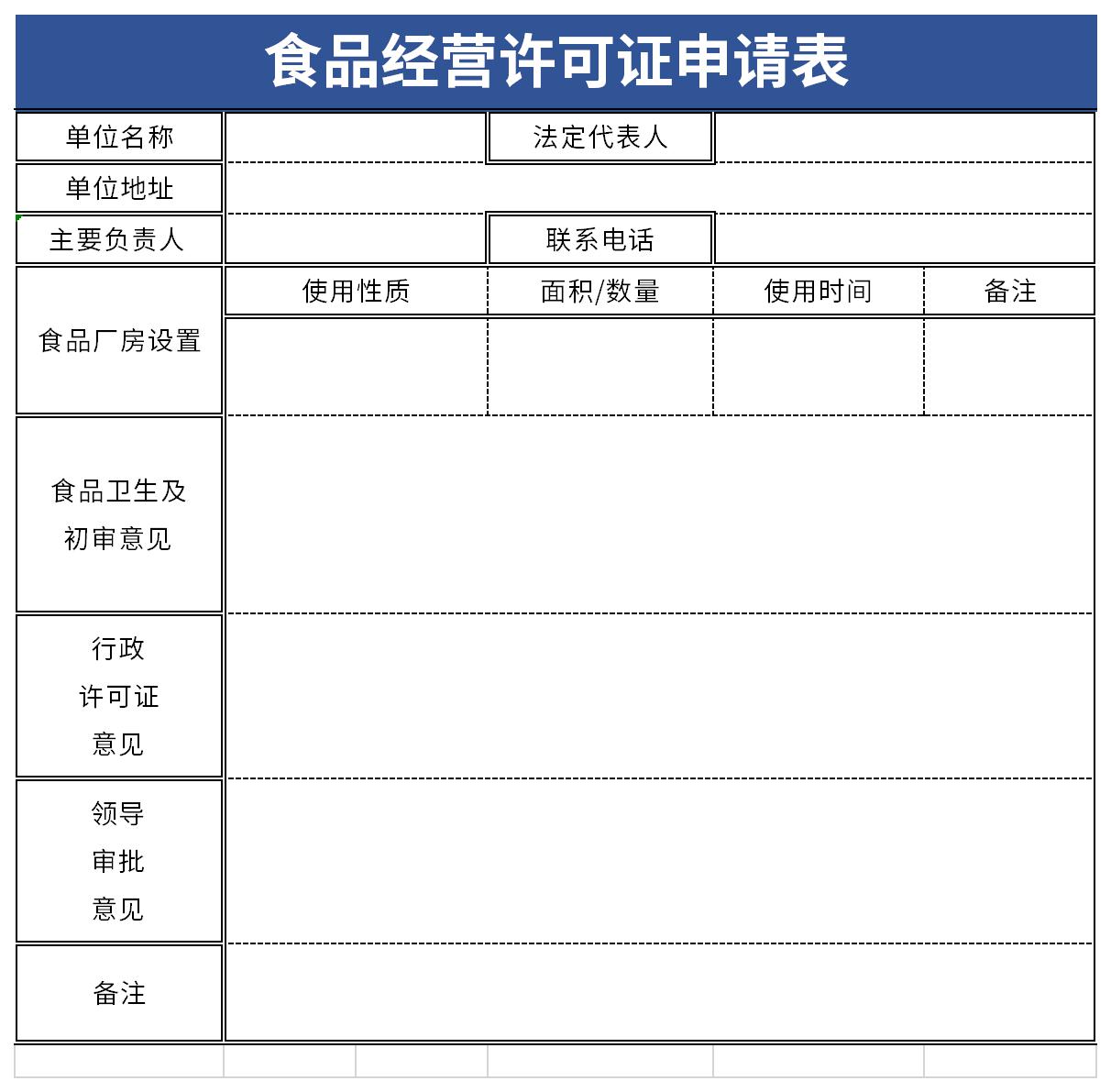 食品经营许可证申请表截图