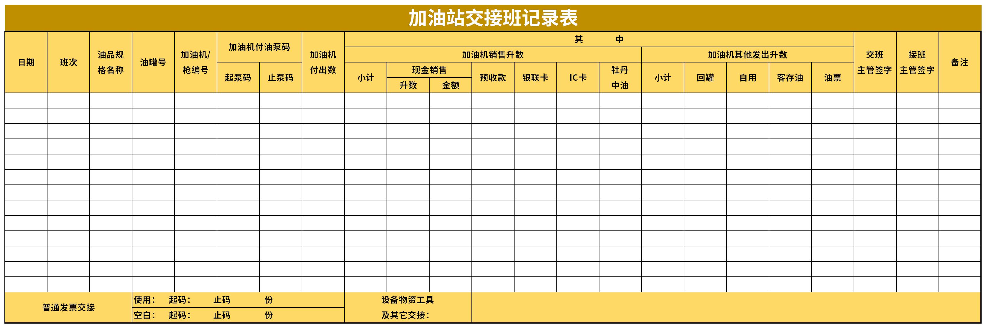 加油站交接班记录表截图