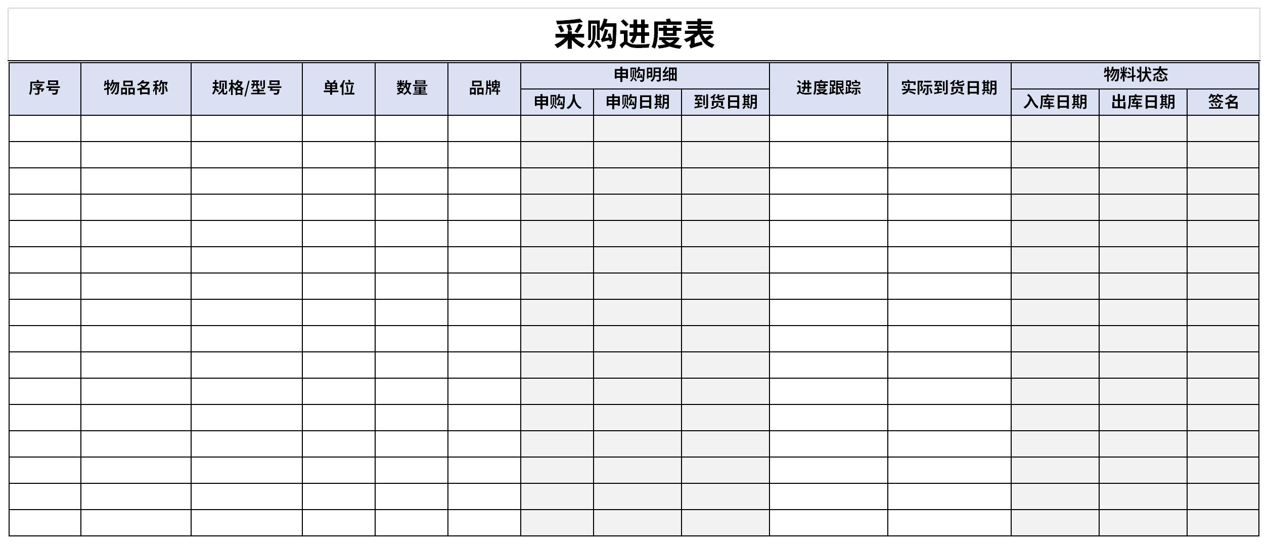 采购进度表截图