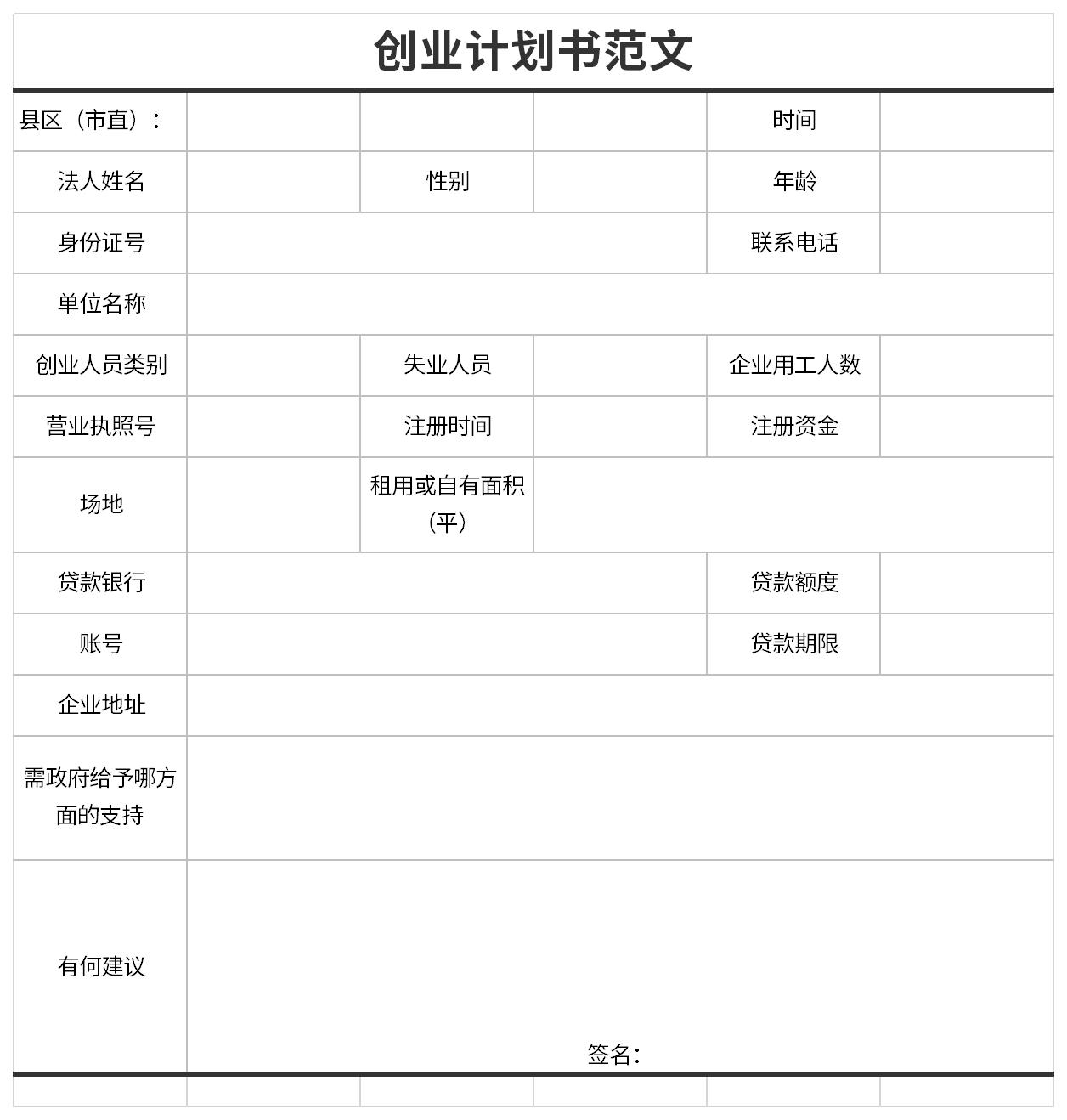 创业计划书模板范文截图