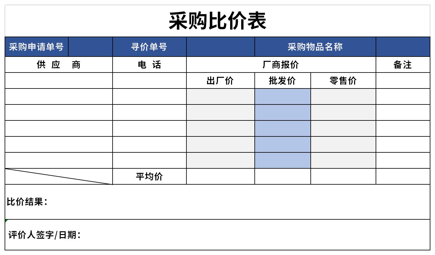 采购价格分析表截图