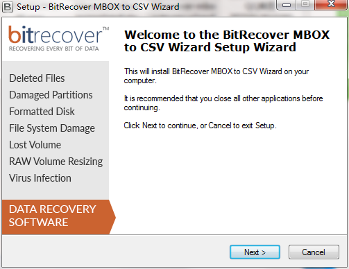 BitRecover MBOX to CSV Wizard截图