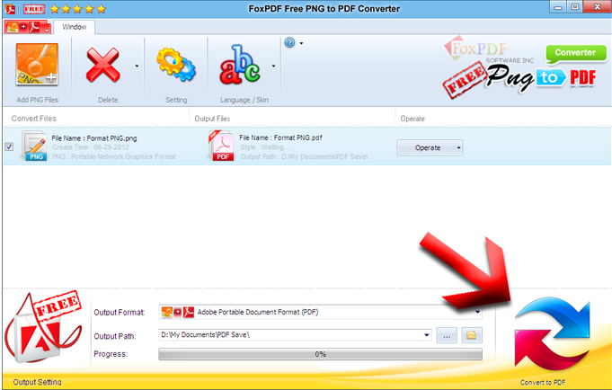 FoxPDF Free PNG to PDF Converter截图