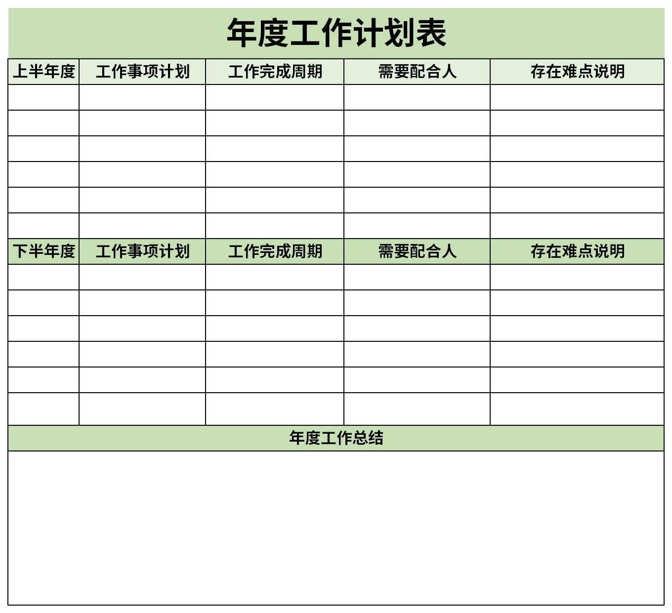 年度工作计划表截图