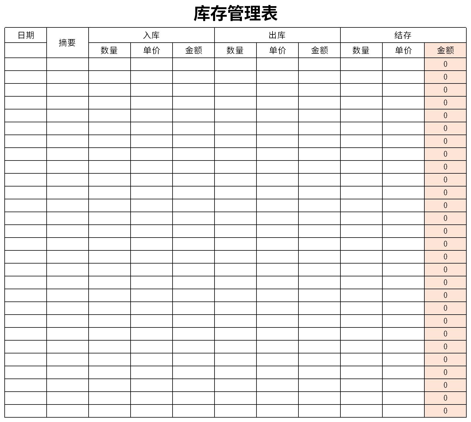 库存管理表截图