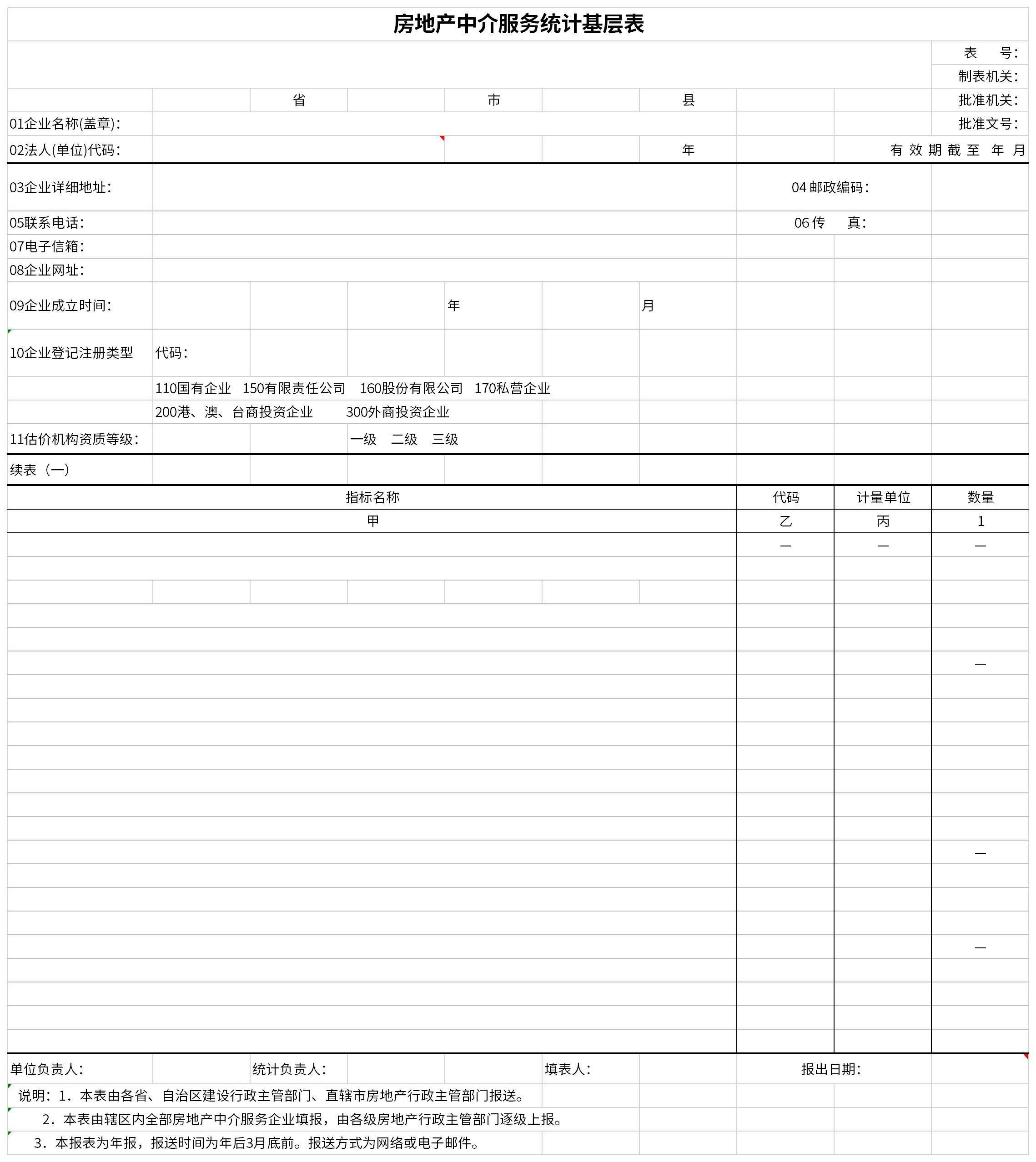 房地产中介服务统计基层表截图