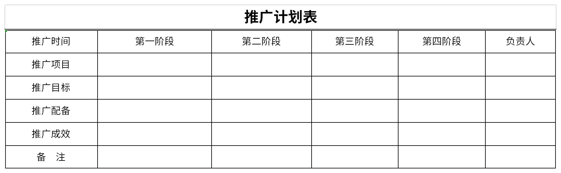 推广计划表截图