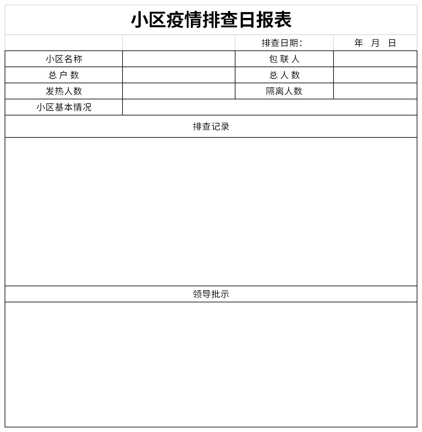 小区疫情排查日报表截图