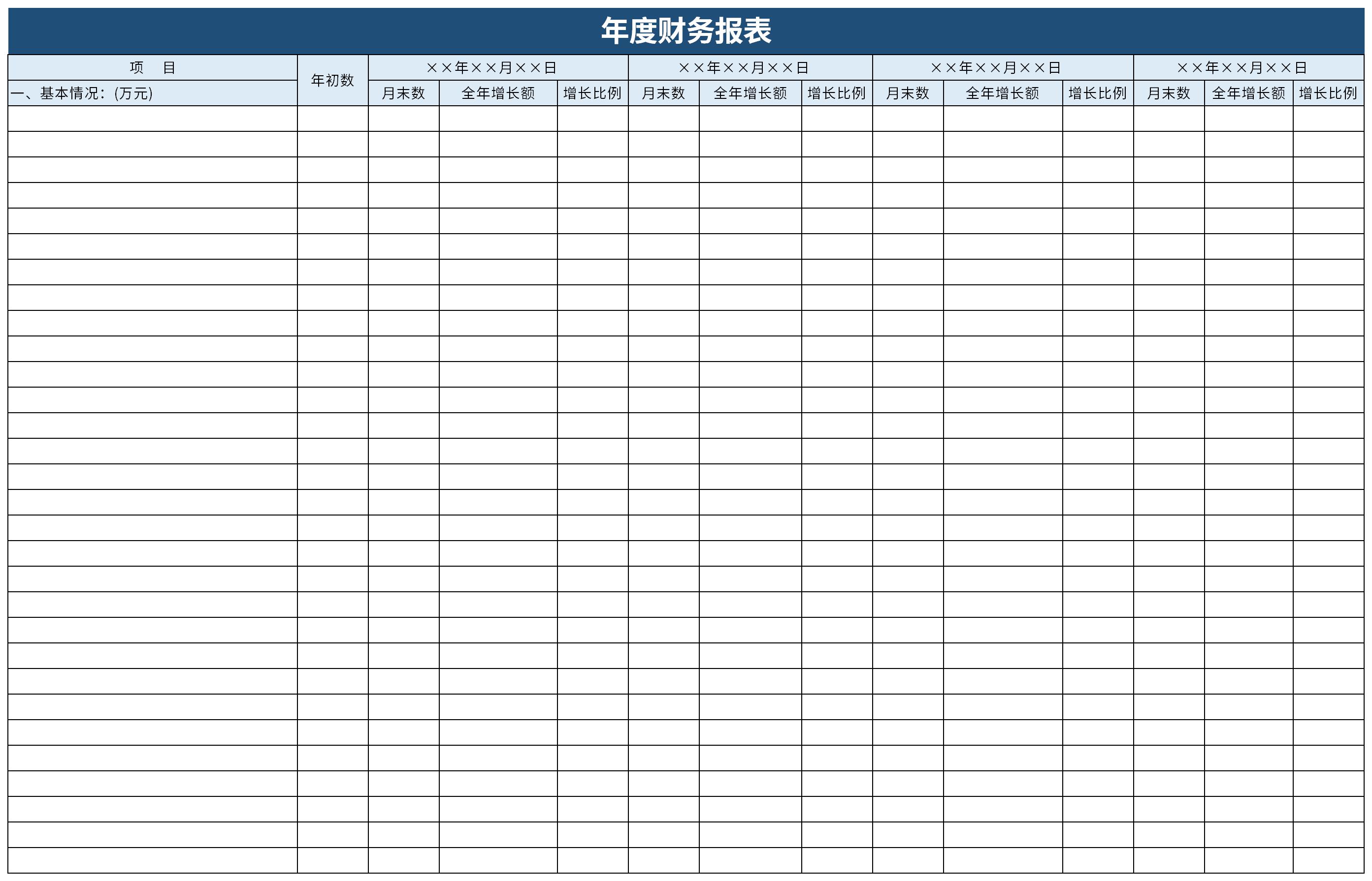 年度财务报表模板截图