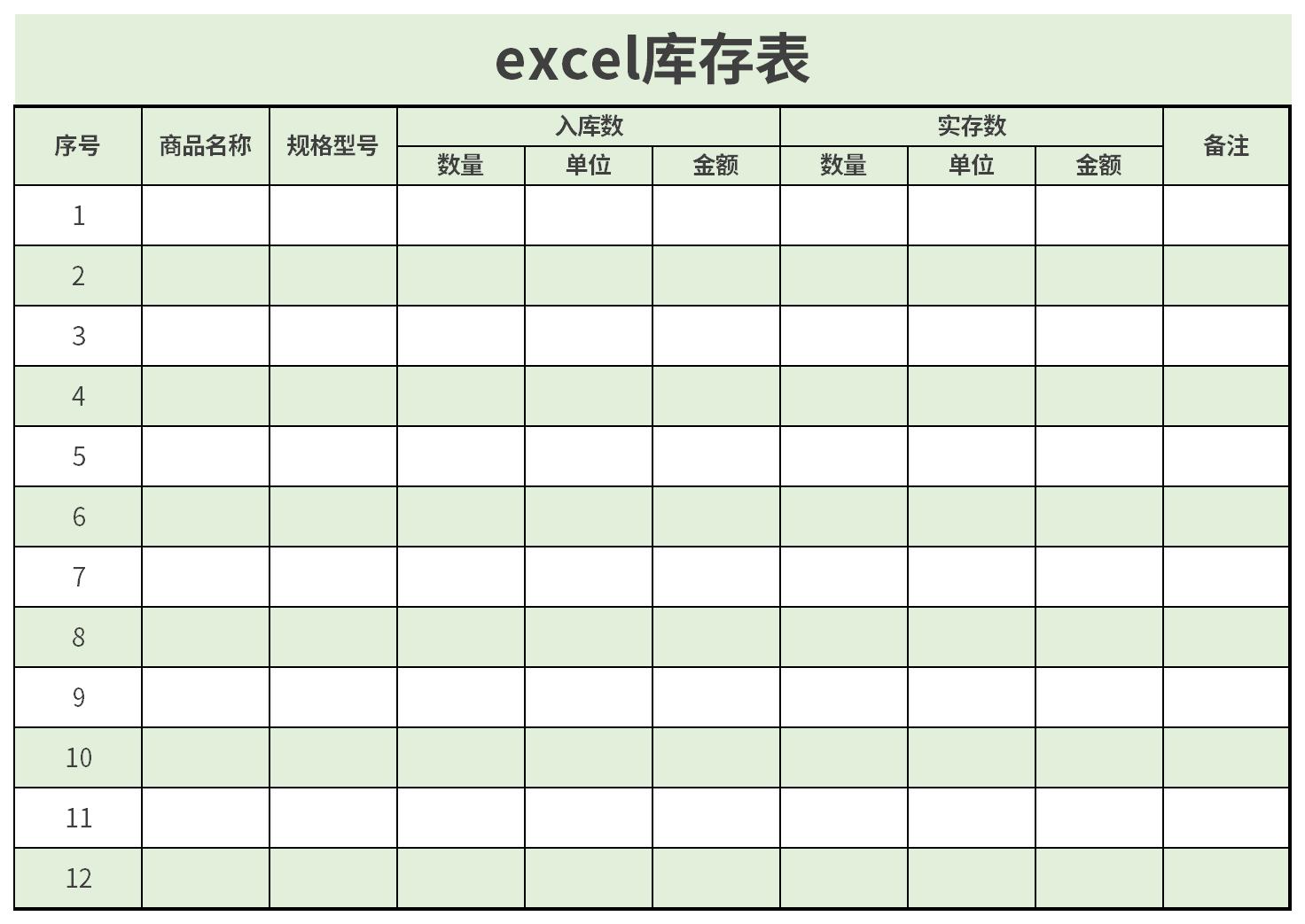 excel库存表截图