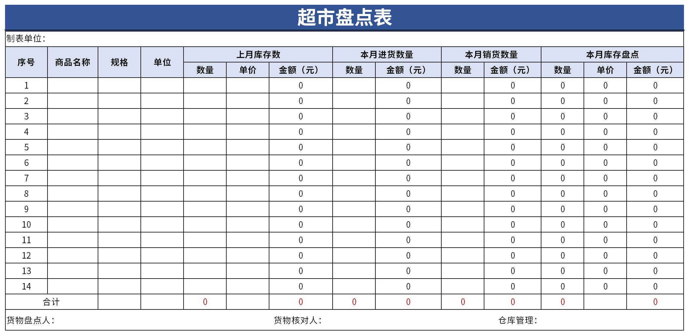 超市盘点表截图