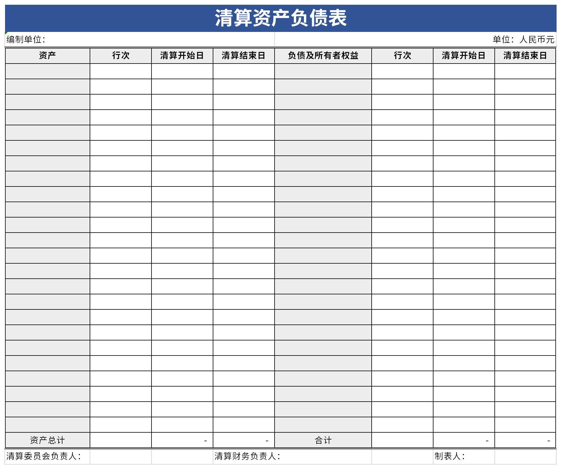 清算资产负债表截图