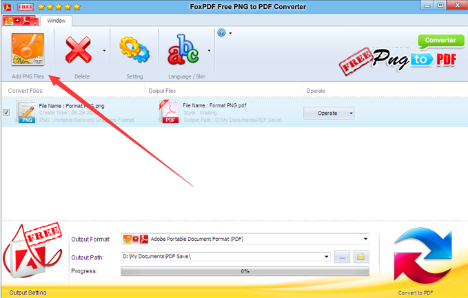 FoxPDF Free PNG to PDF Converter截图