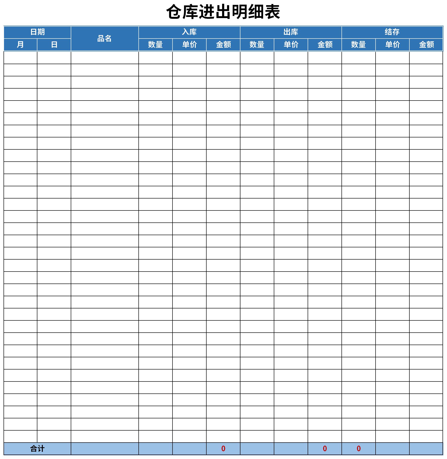 仓库进出明细表截图