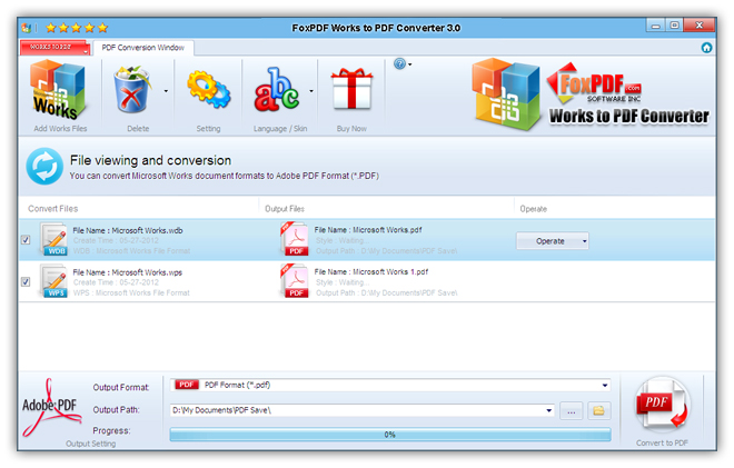 FoxPDF Works to PDF Converter截图