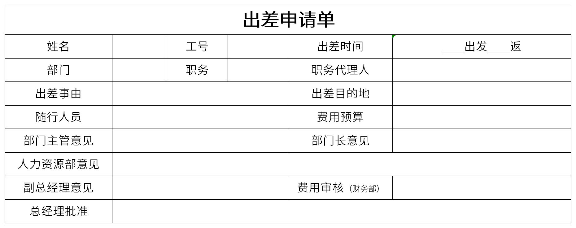 出差申请单截图