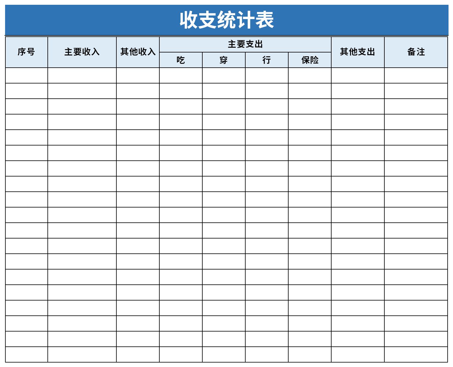 收支统计表截图