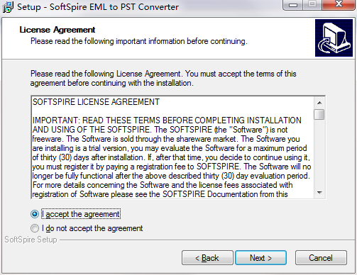 SoftSpire EML to PST Converter截图