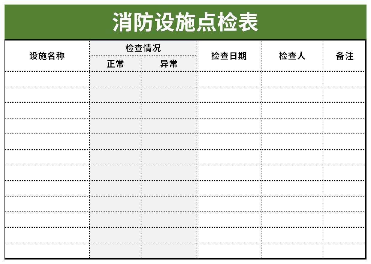 消防设施点检表截图