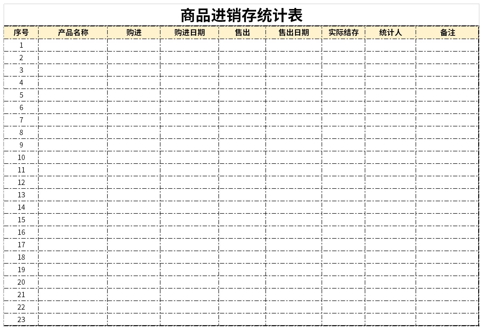 商品进销存统计表截图