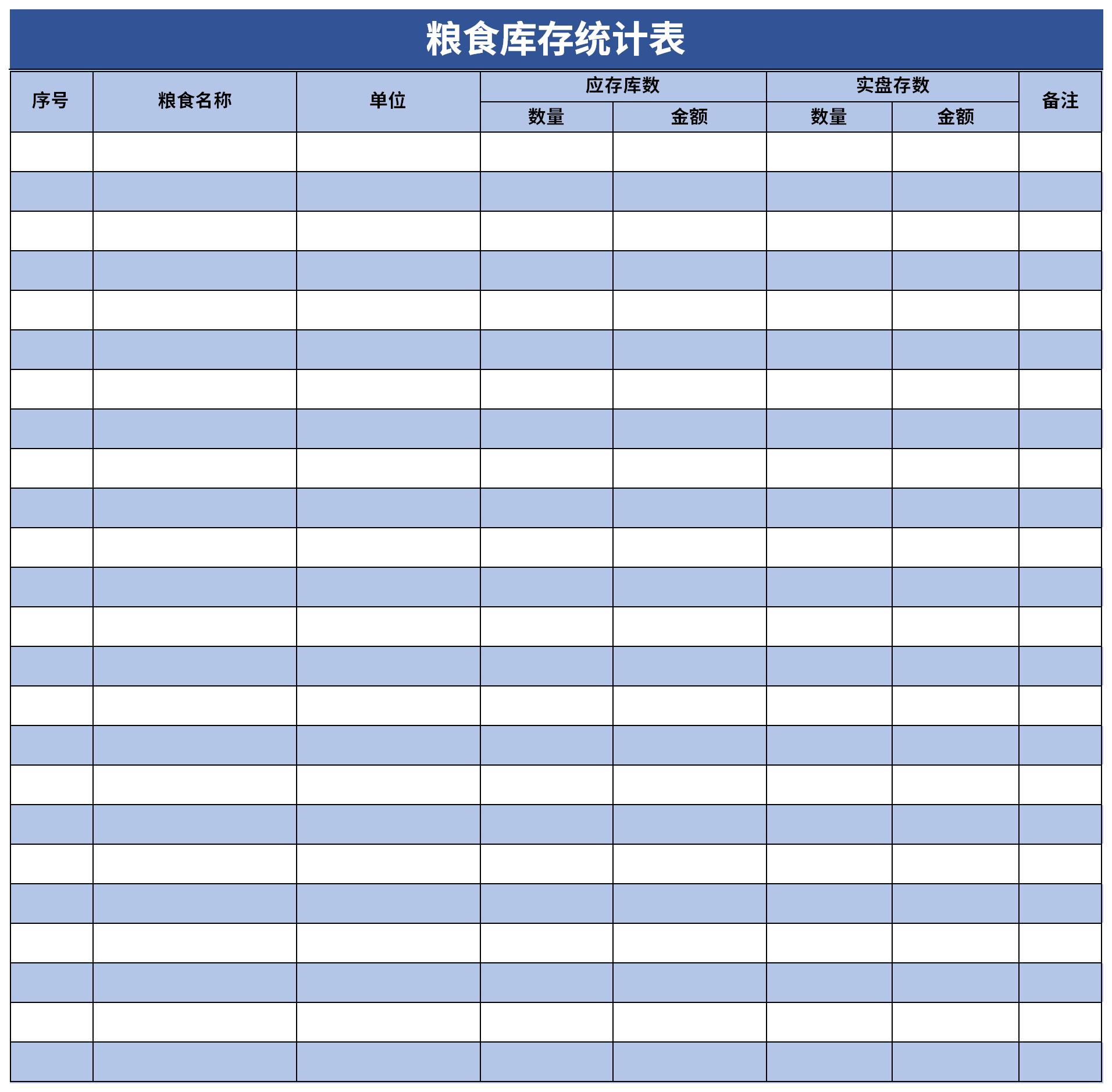 粮食库存统计表模板截图