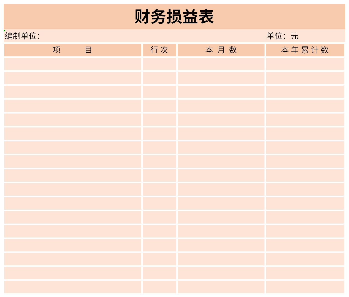 财务损益表截图