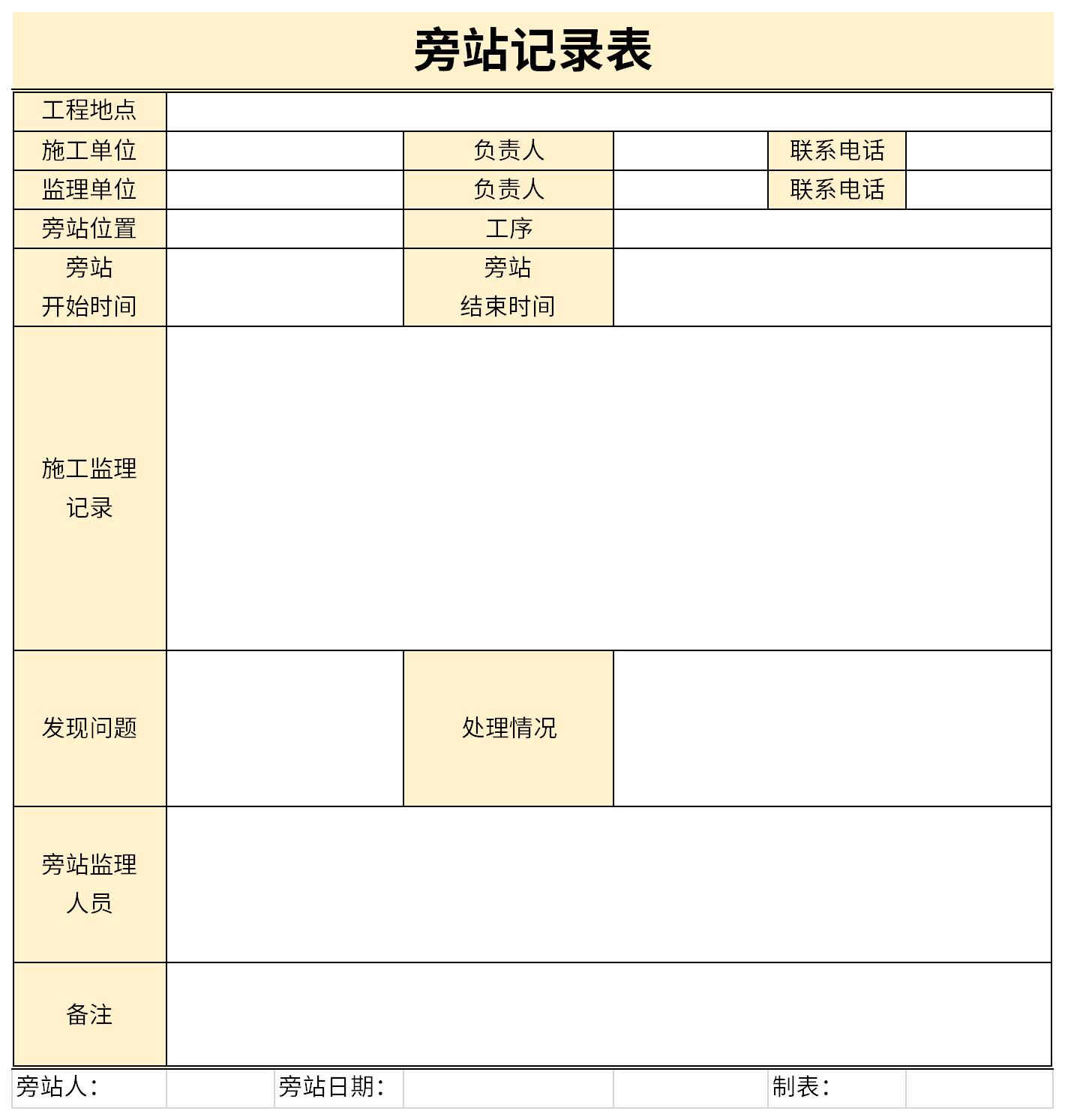 旁站监理记录表截图