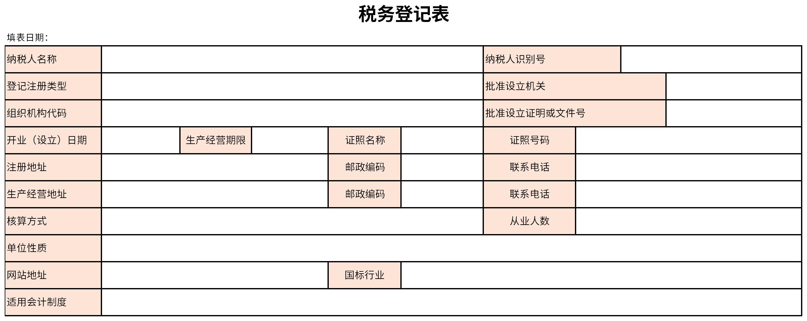 税务变更登记表截图